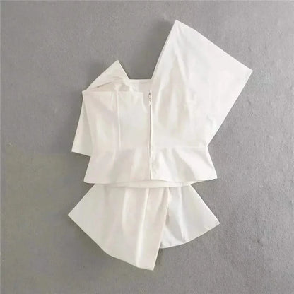 Back details of White Bowknot One-Shoulder Top
