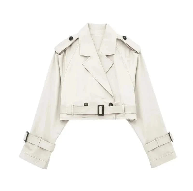 Beige Cropped Trench Coat