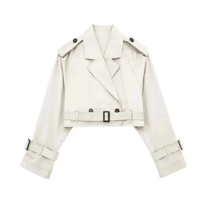 Beige Cropped Trench Coat