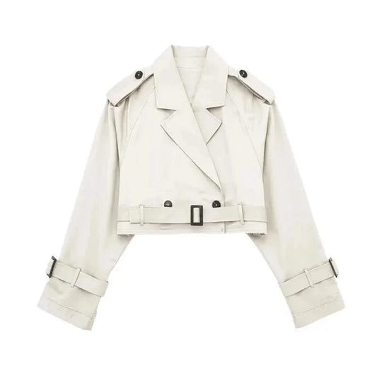 Beige Cropped Trench Coat