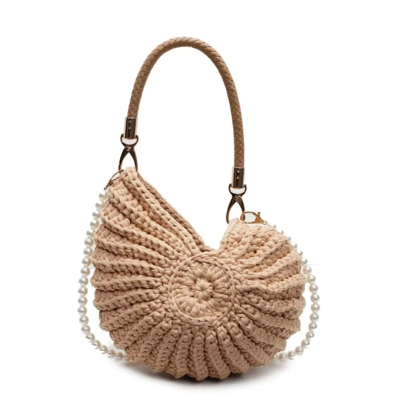 Beige Handmade Conch Crossbody Bag - Fashionable Shoulder Accessory
