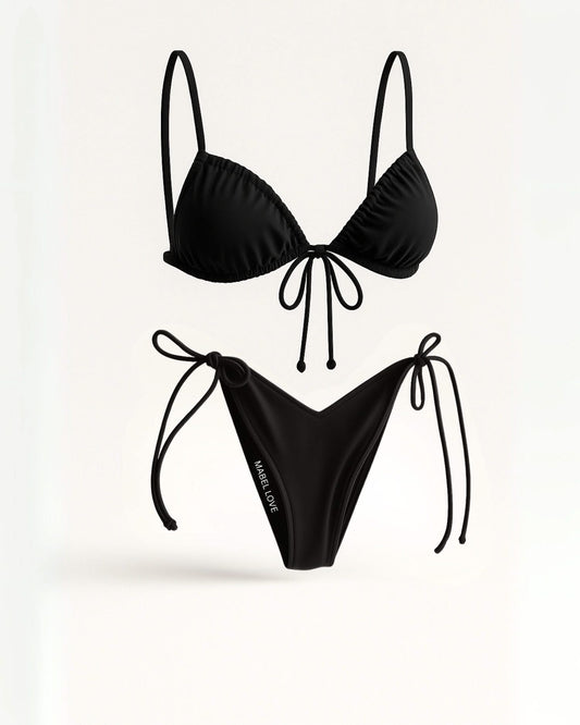 Black - Print Low Waist Bikini - Summer Swimwear