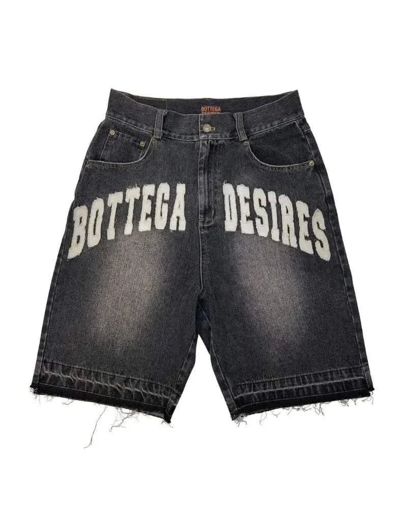 Black Oversized Retro Denim Shorts