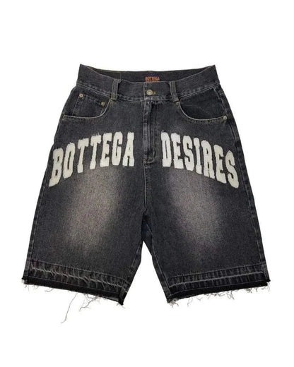 Black Oversized Retro Denim Shorts