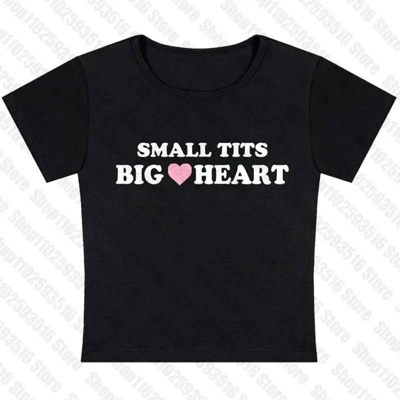 Black Small Tits Big Heart Graphic Tee 