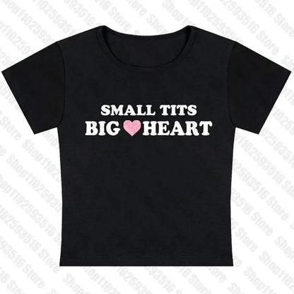 Black Small Tits Big Heart Graphic Tee 