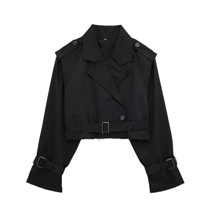 Black  Cropped Trench Coat