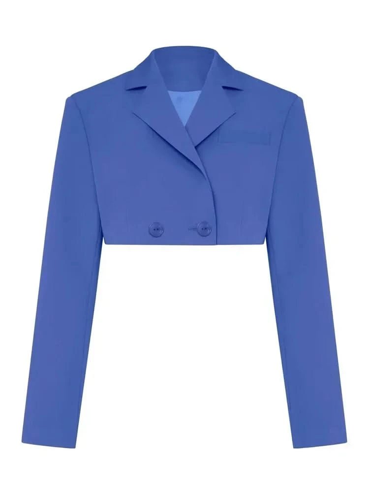 Blue Blazer Cropped Top