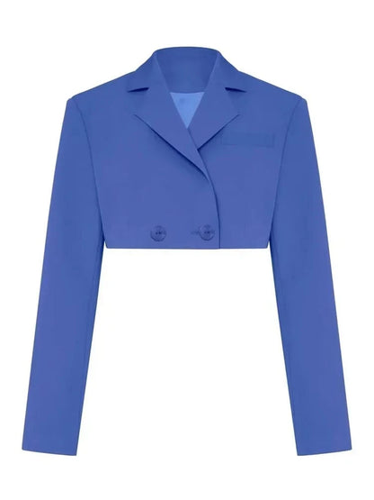 Blue Blazer Cropped Top