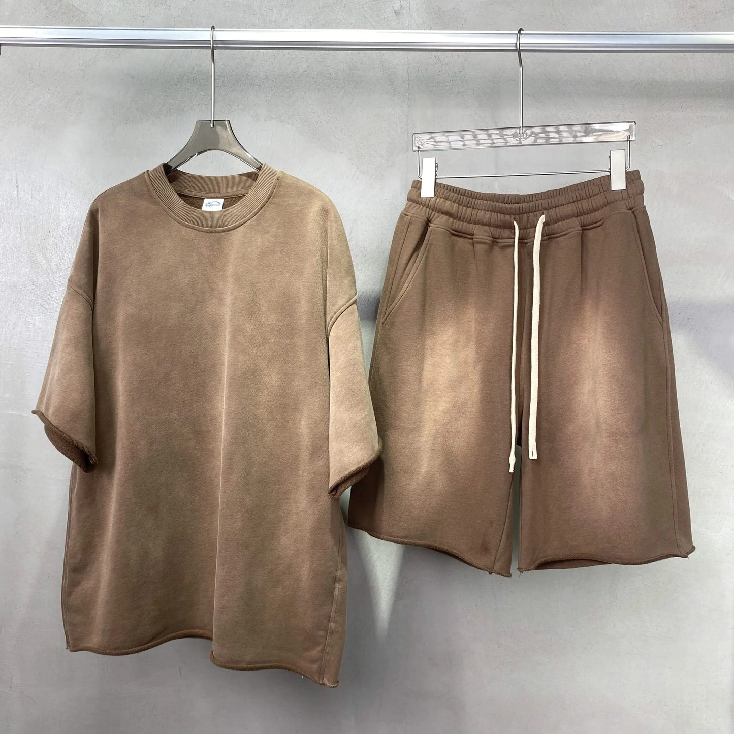Brown Oversized T-shirt with Matching Shorts