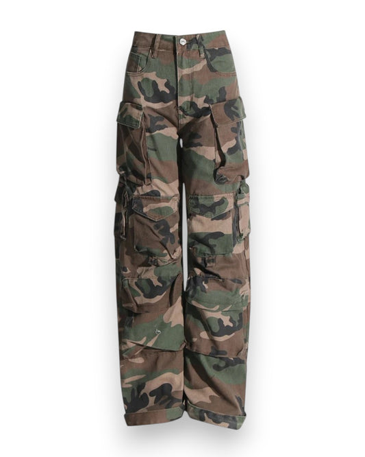 Camouflage High Waist Wide Leg Jeans
