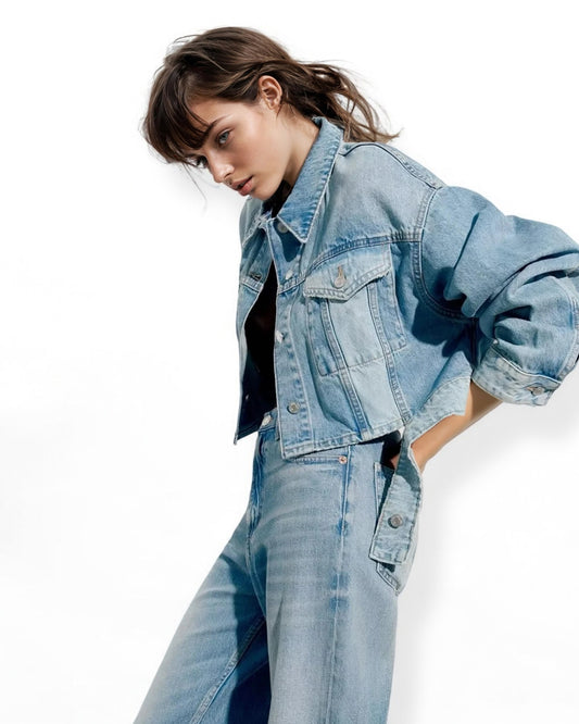 Casual Distressed Denim Jacket - Classic Chic