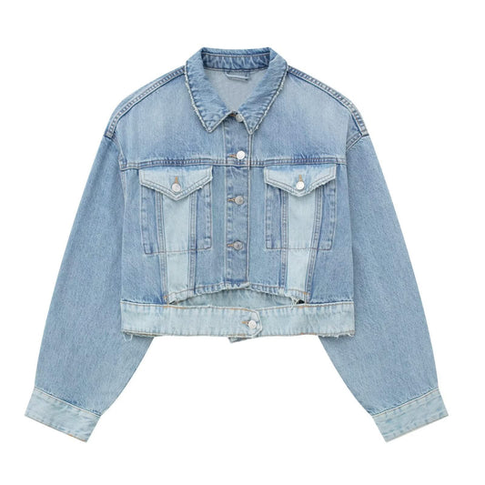 Casual Distressed Denim Jacket - Classic Chic