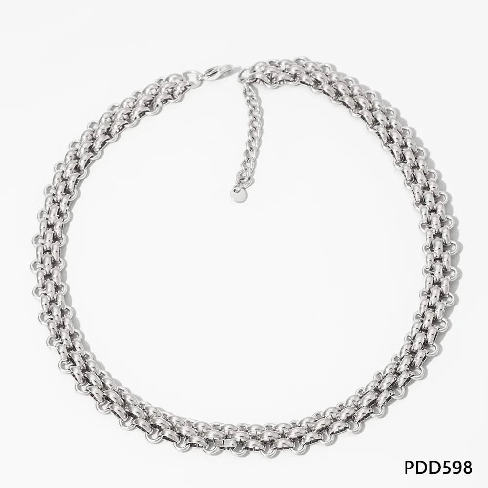 Chain Mirror Silver Necklace Set