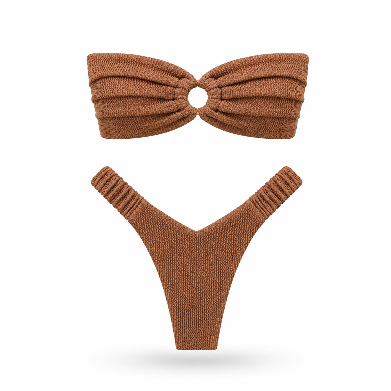 High Rise Brown Bandeu Bikini