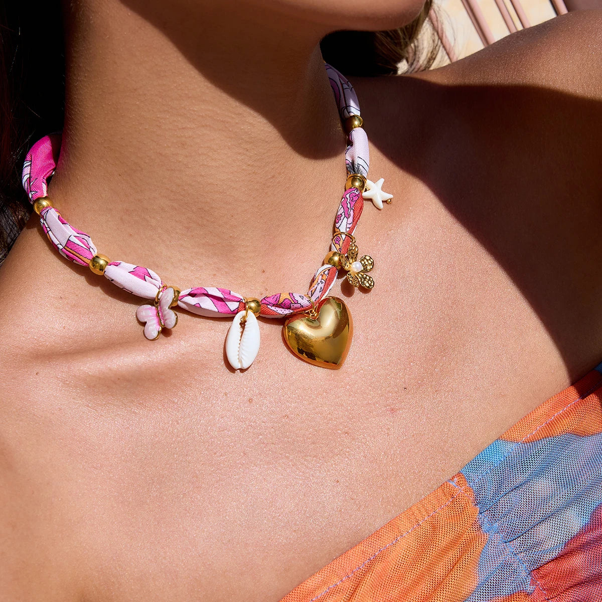 Chic Heart Sun Scarf Necklace for Women