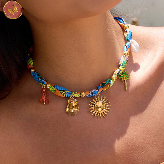 Chic Heart Sun Scarf Necklace for Women