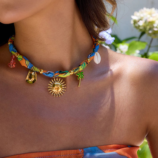 Chic Heart Sun Scarf Necklace for Women