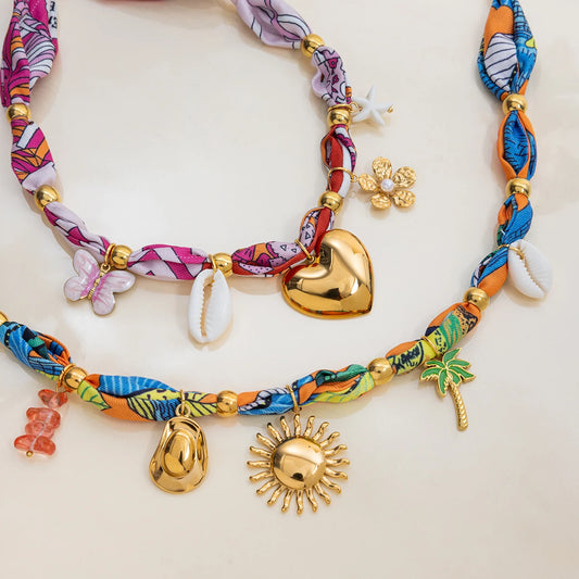 Chic Heart Sun Scarf Necklace for Women