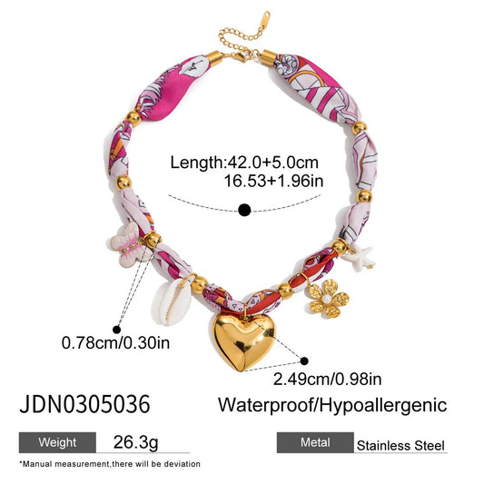 Chic Heart Sun Scarf Necklace for Women