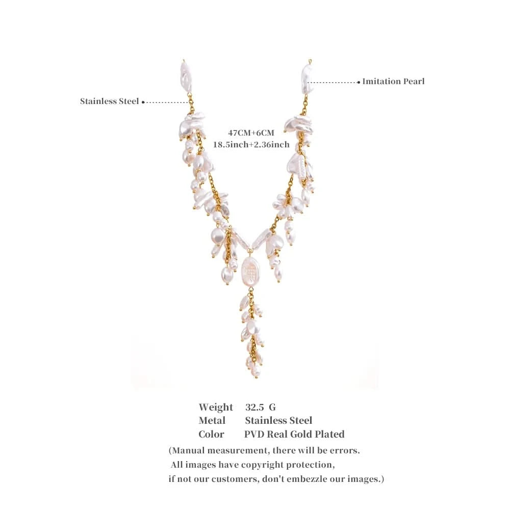 Chic Stainless Steel Pearl Necklace for Women