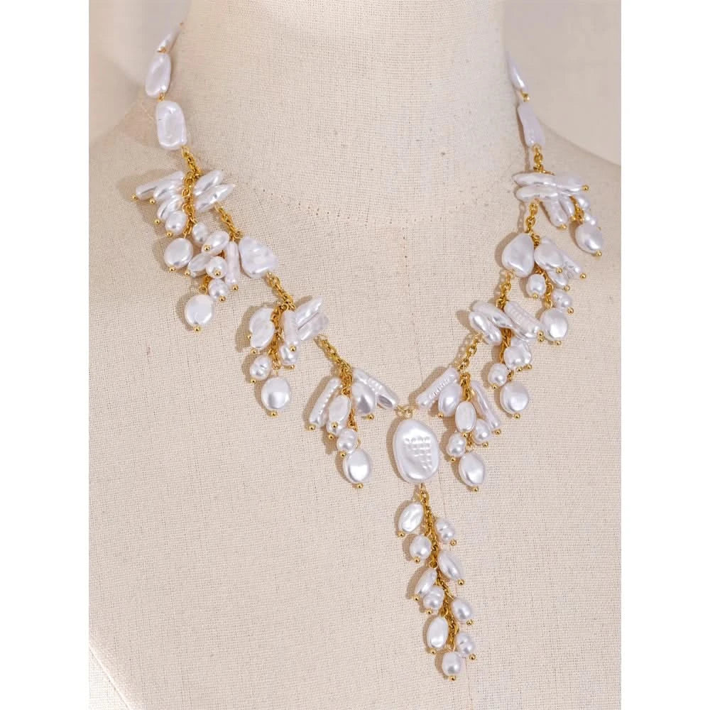 Chic Stainless Steel Pearl Necklace for Women