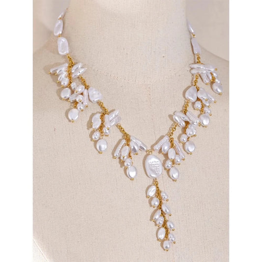 Chic Stainless Steel Pearl Necklace for Women