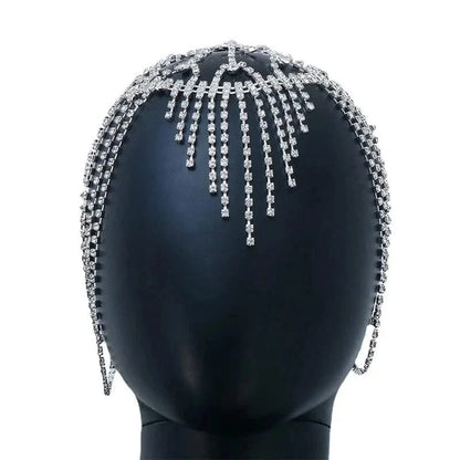 Close-Up version Silver Tassel Headpiece