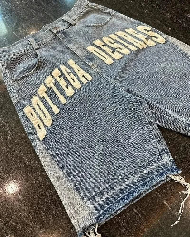 Close-up details of Oversized Retro Denim Shorts