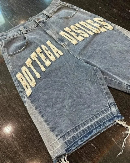 Close-up details of Oversized Retro Denim Shorts
