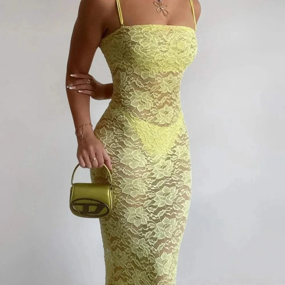 Close-up details of See Through Summer Maxi Dress