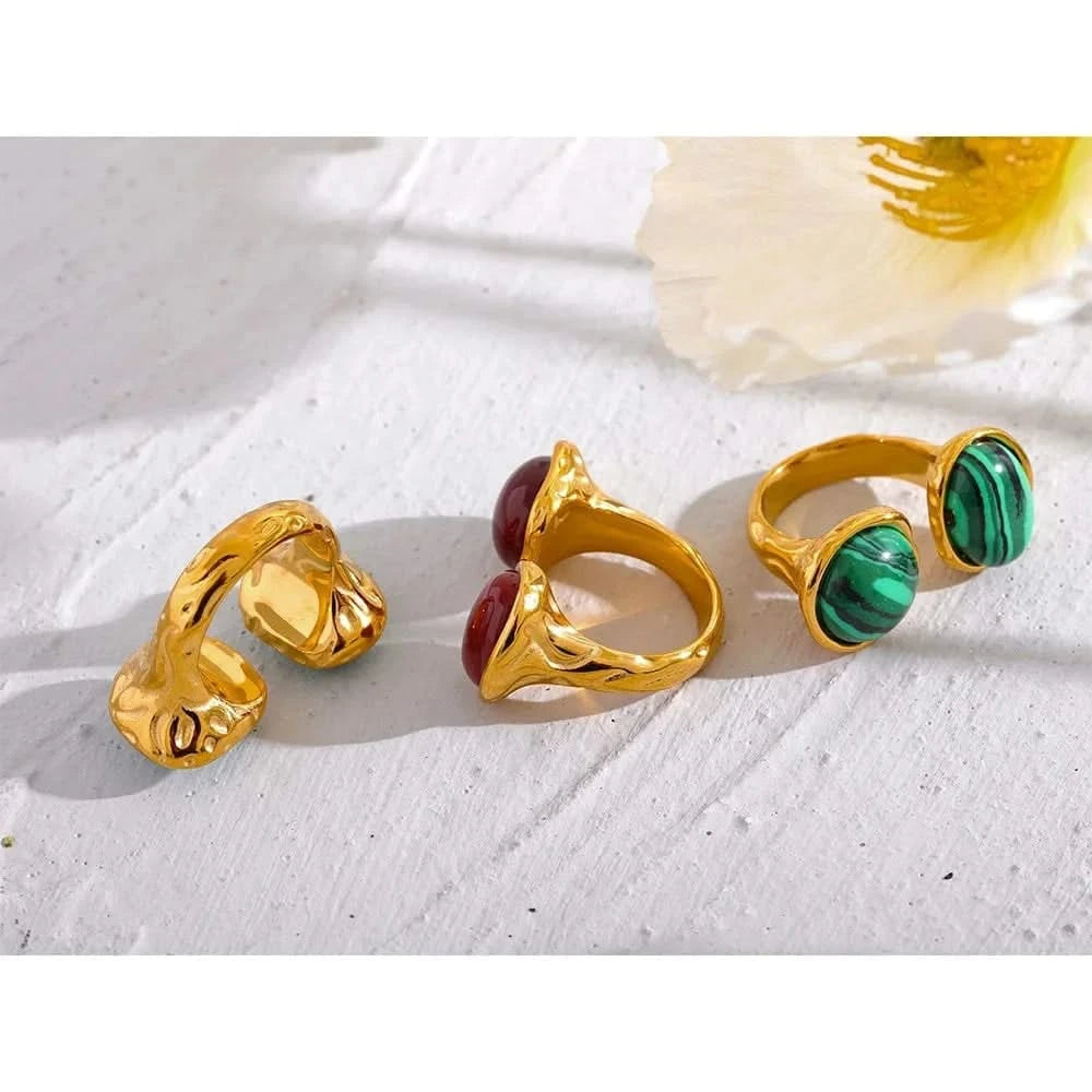 Close-up image of Two-Gemstone Gold Rings