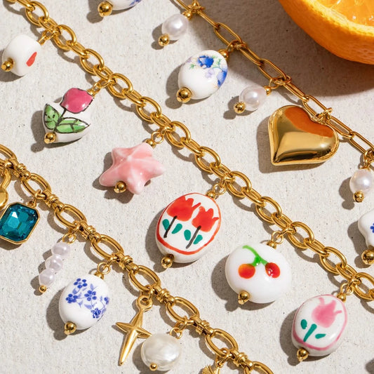 Colorful Ceramic Heart Necklace - Minimalist Statement Piece