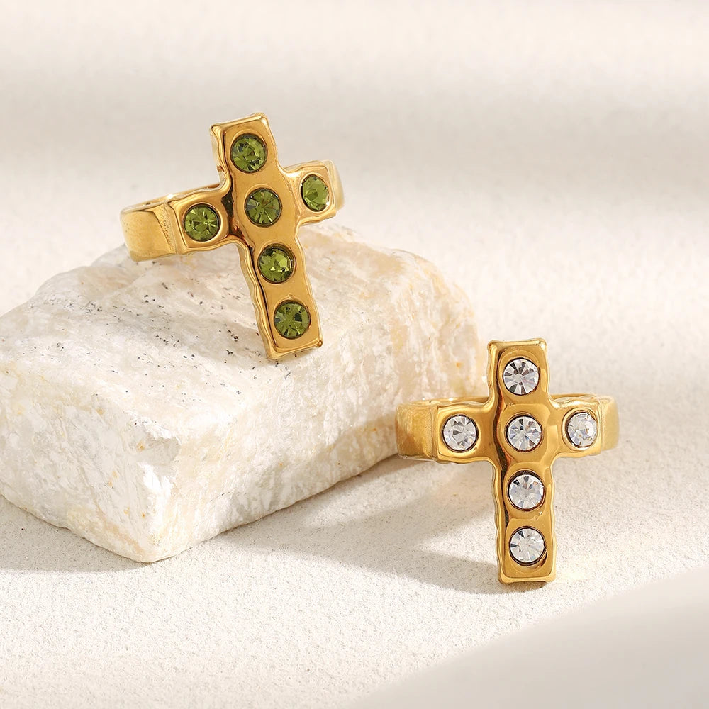 Cross Zircon Rings
