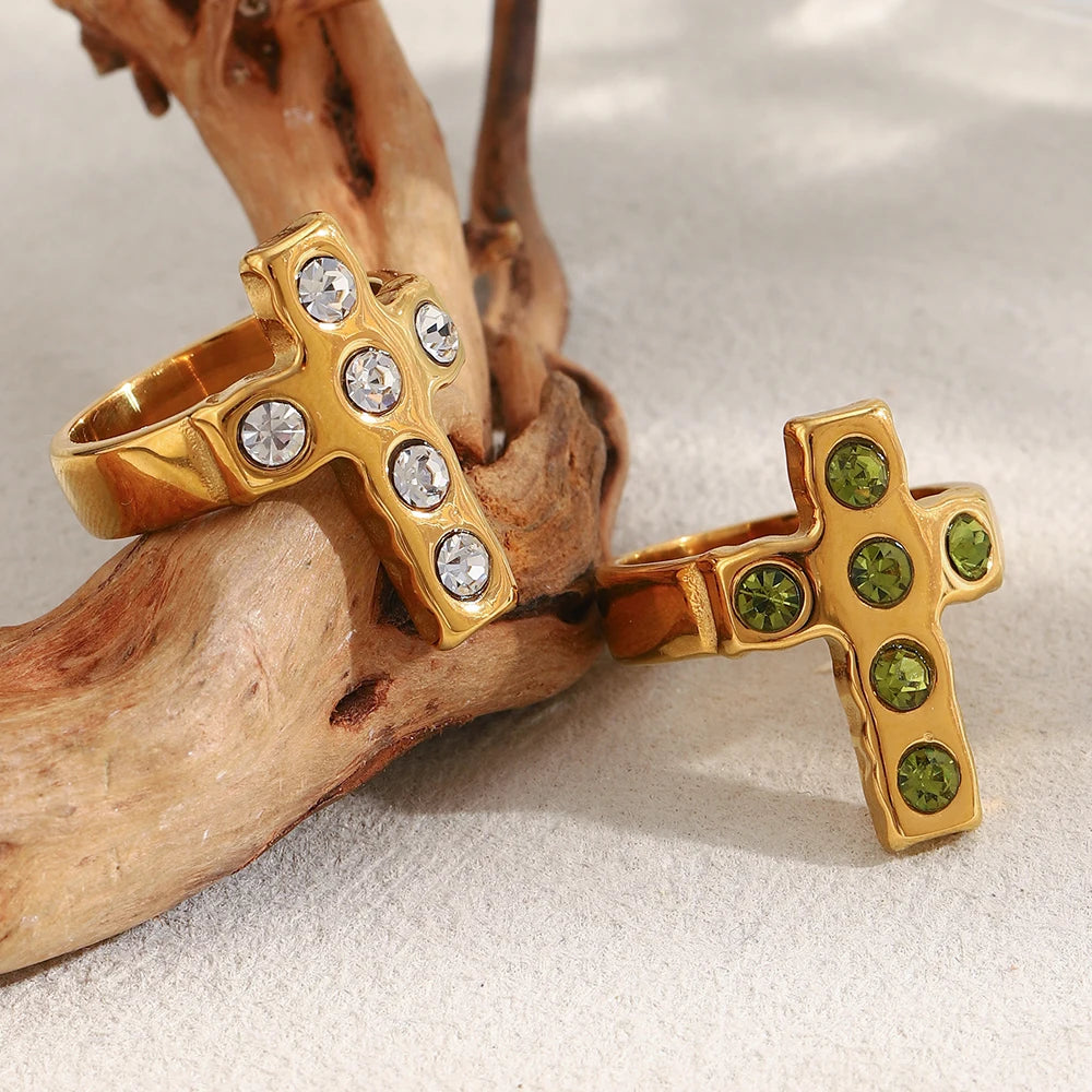Cross Zircon Rings