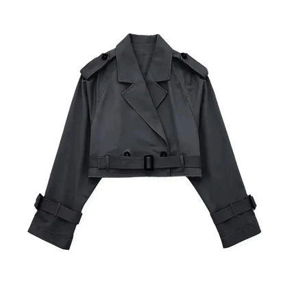 Dark Gray Cropped Trench Coat