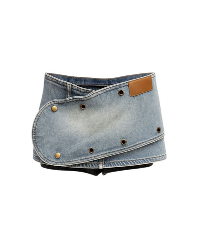 Denim Skirt Multi Buttons