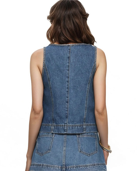 Denim Tie Top Set – Chic Clubwear Ensemble