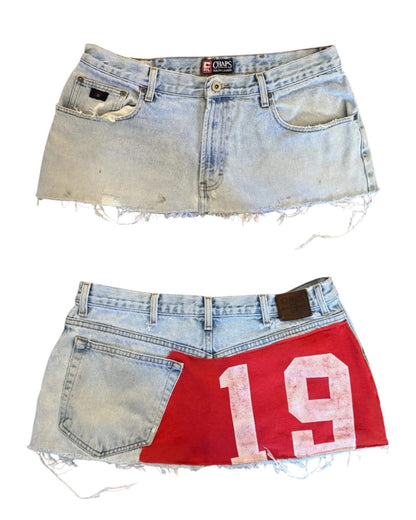 Digital Blue Denim Mini Skirt - Gothic Streetwear Chic
