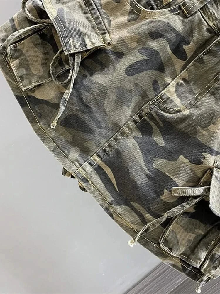 Drawstring Pocket from Camouflage Cargo Mini Skirt