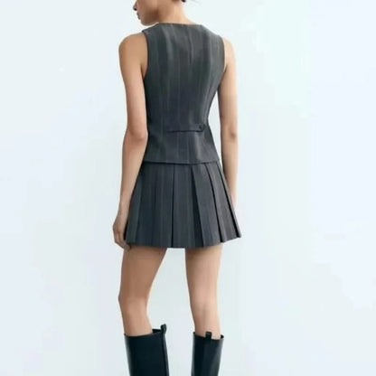 Elegant Striped V-Neck Dress - Versatile Chic