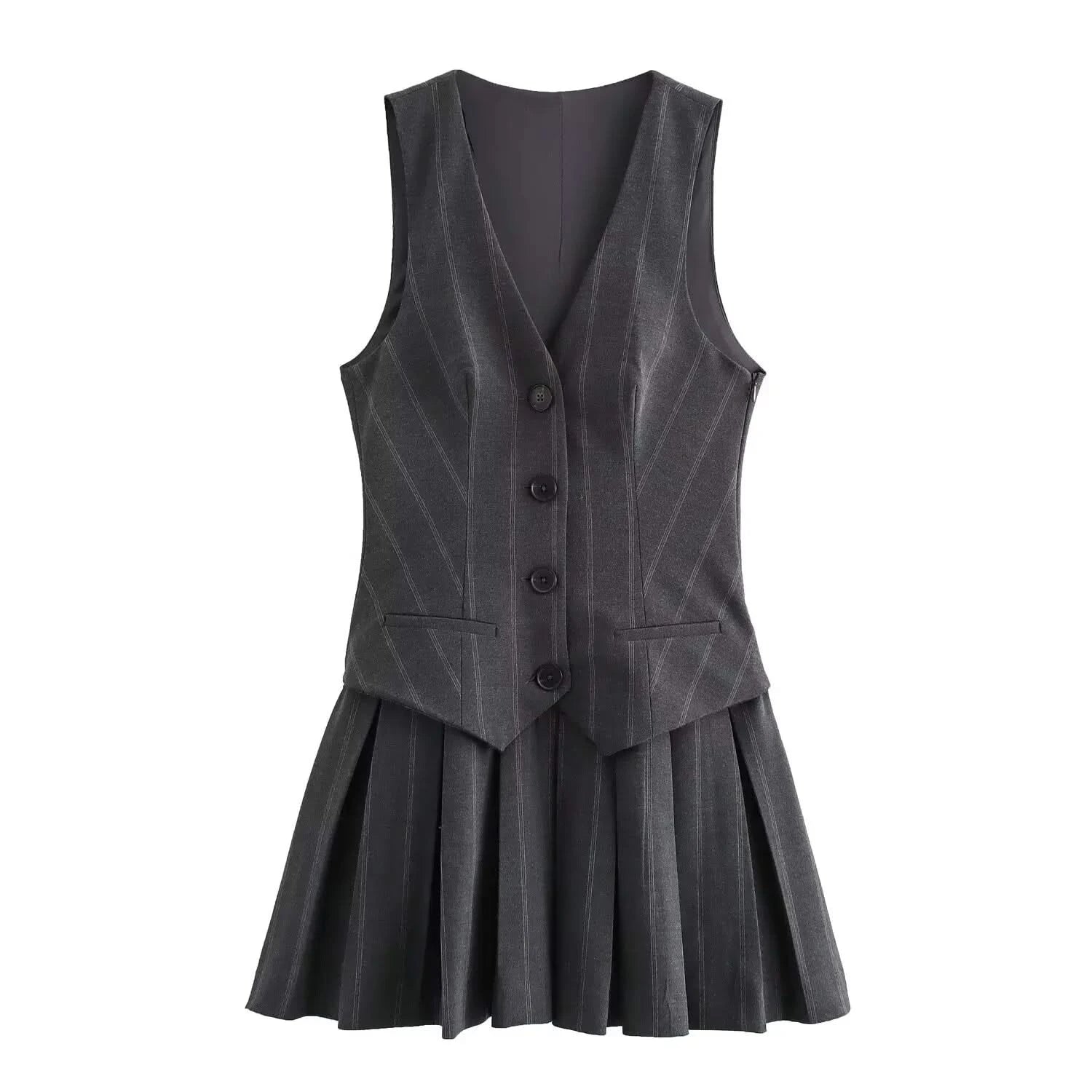 Elegant Striped V-Neck Dress - Versatile Chic