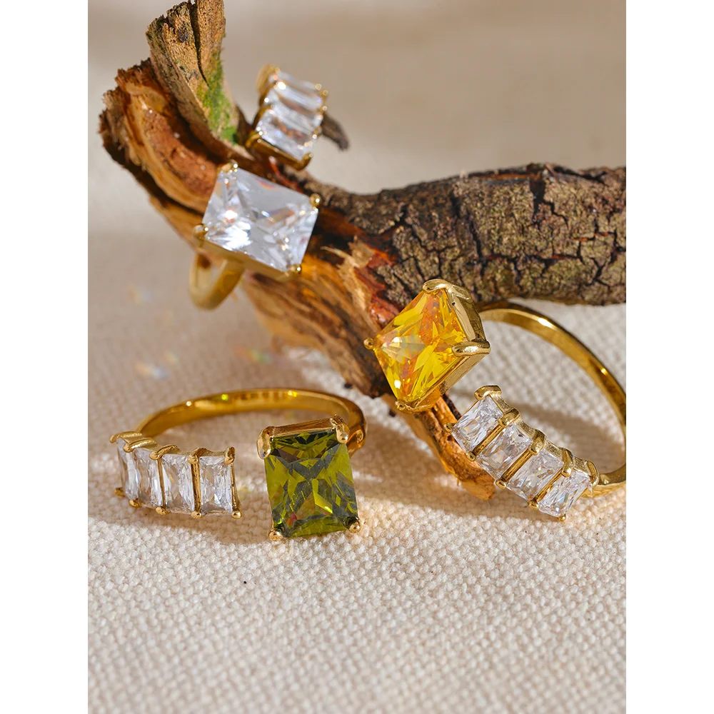 Emerald cut cocktail rings