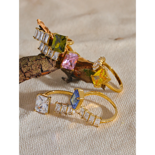 Emerald cut cocktail rings
