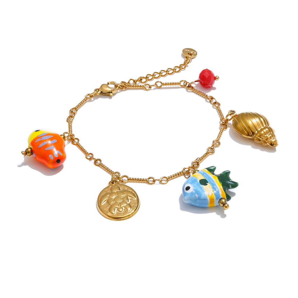 Enamel Ocean Charm Jewelry Set