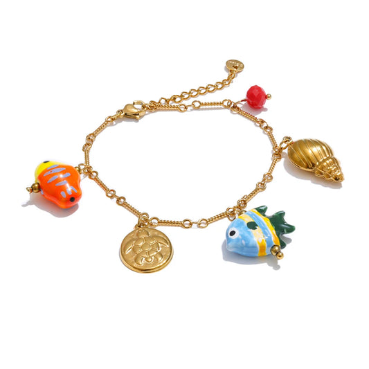 Enamel Ocean Charm Jewelry Set