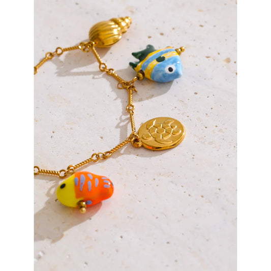 Enamel Ocean Charm Jewelry Set