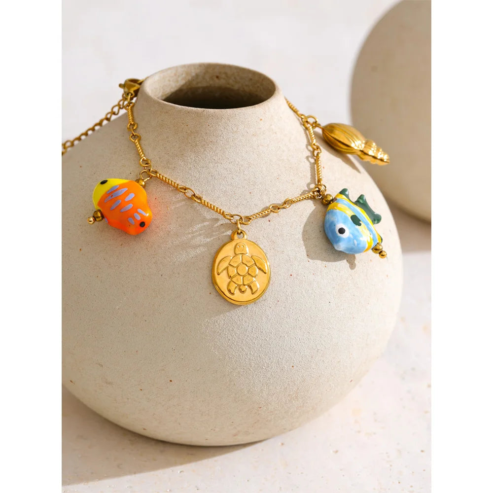 Enamel Ocean Charm Jewelry Set