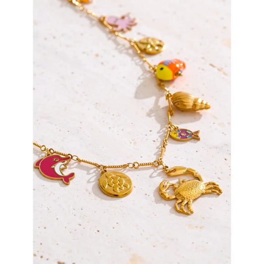 Enamel Ocean Charm Jewelry Set