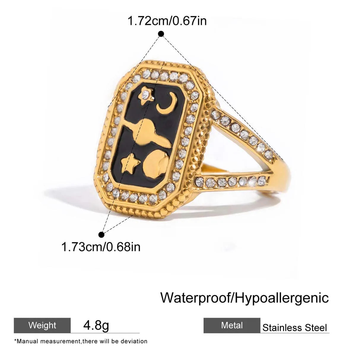 Engraved Tarot Rings - Vintage Zircon Jewelry